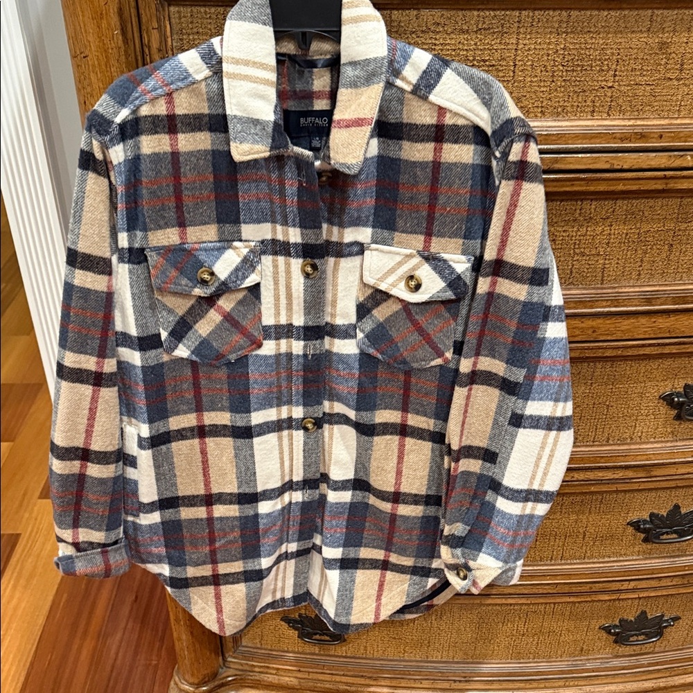Women’s Buffalo David Bitton Plaid Heavy Shirt Jacket - Blue, Red, Cream